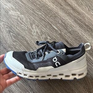 On Running Cloudventure Trail Shoe in Black and White